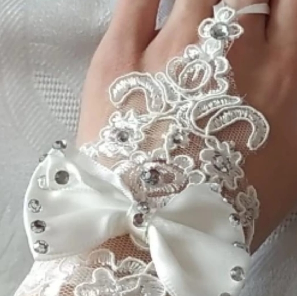 Woman Fingerless Beaded Lace Beaded Wedding - Picture 3 of 4